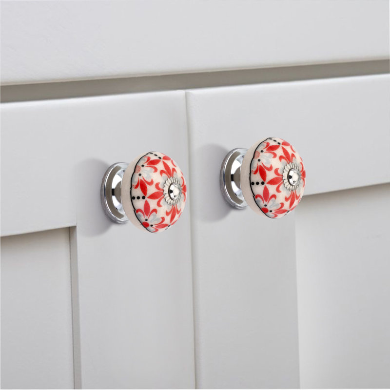 Modern Round Ceramic Cabinet Knob with Mounting Hardware