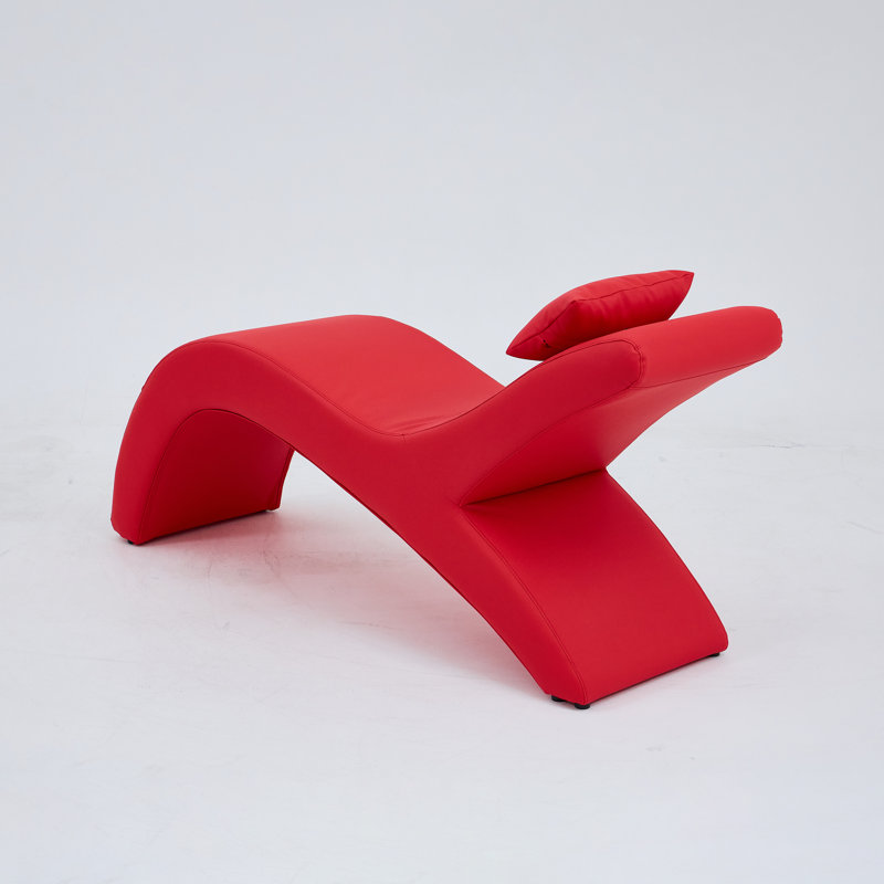 Faux Leather Chaise Lounge, Red