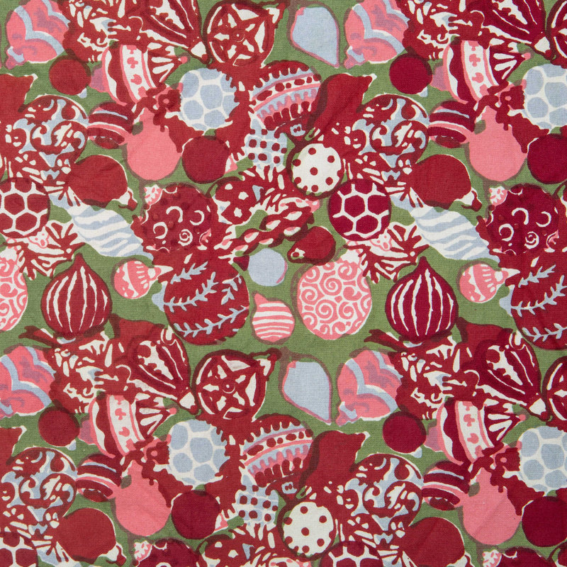100% Cotton Ornaments Rectangle Placemat, Red/Green