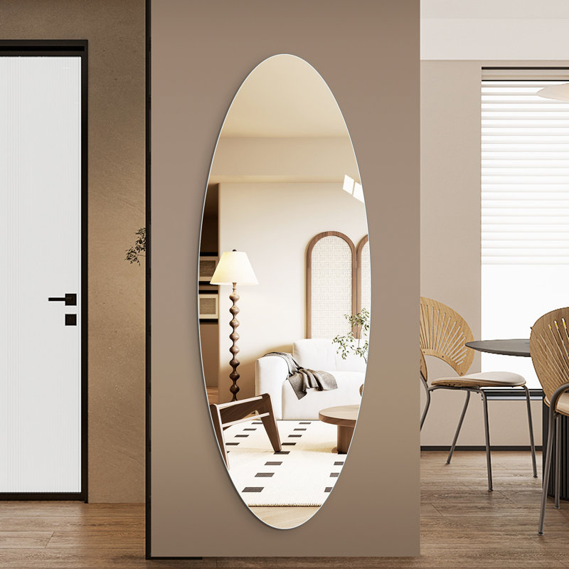 65" X 24" Oval Glass Mirror, 5Mm Copper-, -, For Dressing And Room Styling Full Length Wall Copper- Silver Glass, , Hd Reflection, Entryway, Bedroom & Salon
