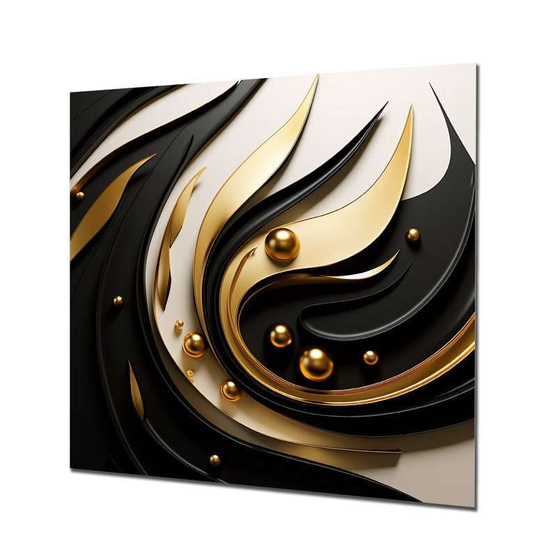 Gold Core Minimal Gold Streams - art mural paysage urbain, Métal métal, H 16 po x l 16 po x P 1 po
