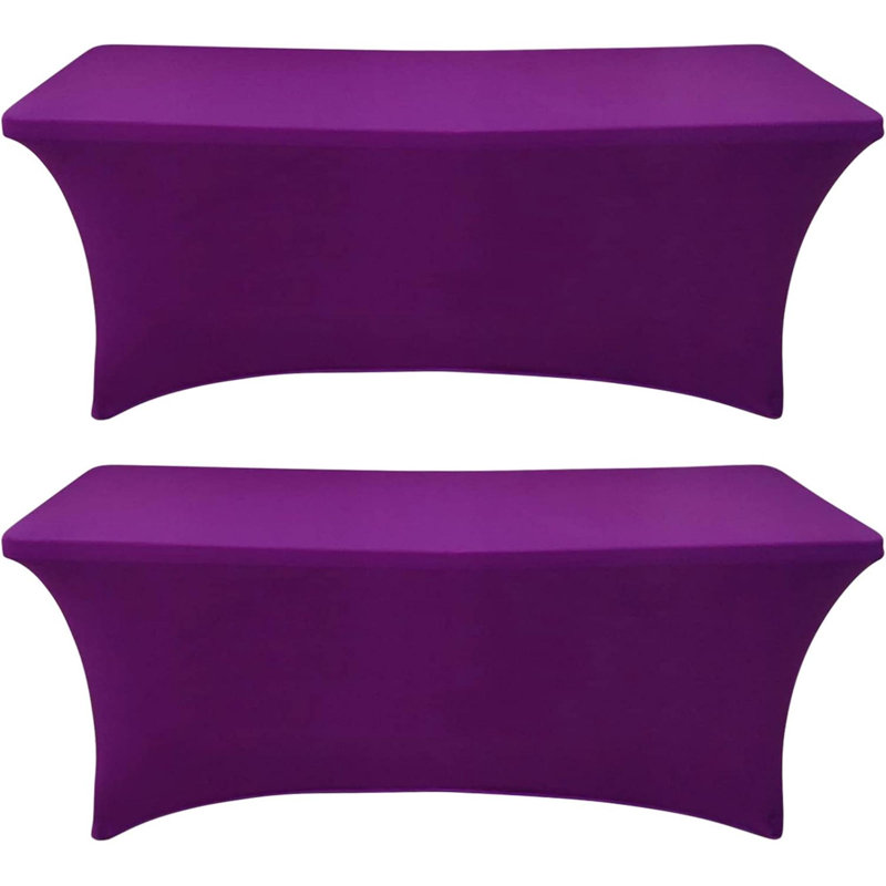 2 Pack Table Cover Fitted Rectangular Tablecloth Stretchable Fabric Lycra Table Cloth 6 Ft Wrinkle-Free For Party Tradeshows Banquet Weddings Cocktail