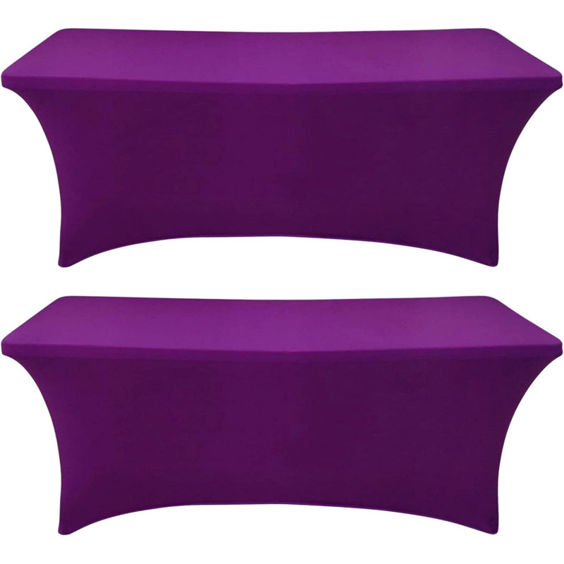 Ensemble de 2 nappes rectangulaires en tissu extensible nappe extensible 6 pi sans plis pour les salons de fête, Mauve