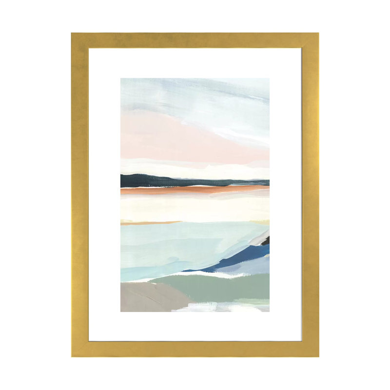 «Seaside Day II» par Isabelle Z - reproduction d'art, H 24 po x l 16 po x P 1 po, Papier encadré doré, Blanc