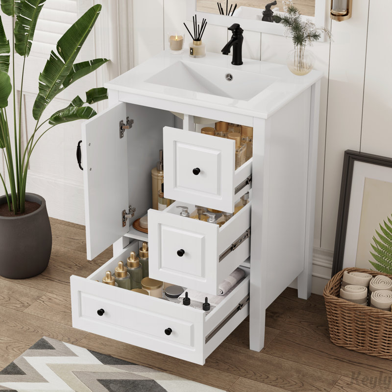 Meuble-lavabo 24 po avec lavabo, Blanc