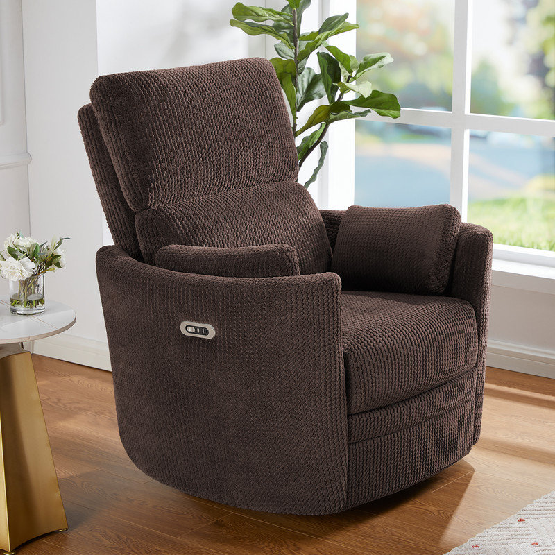 Fauteuil inclinable électrique pour chambre de bébé 4 modes de massage, 2 coussins, USB et fauteuil de charge Type-C, Brun