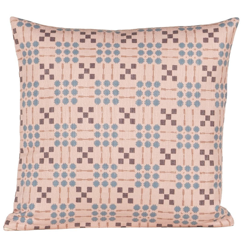 Gridwork Geometric Accent Pillow, Square 16", Pink, Polyester