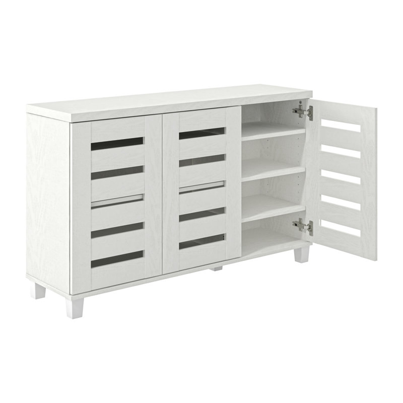 Millan 16 Pair Shoe Storage Cabinet, Sonoma White