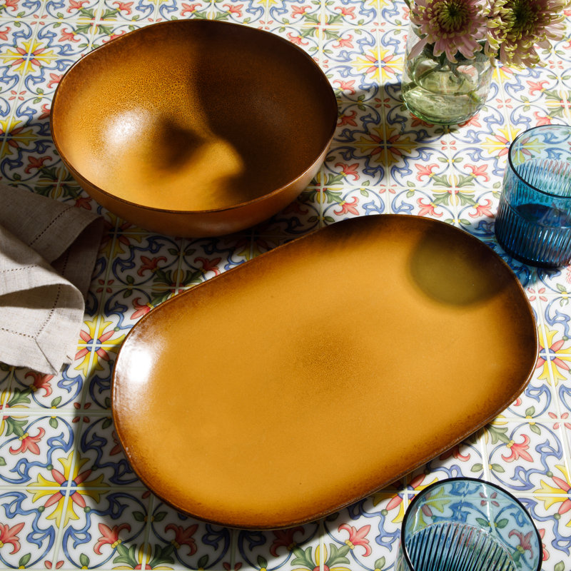 Bloomhouse Palermo Sun Serving Dish, Tumeric Yellow