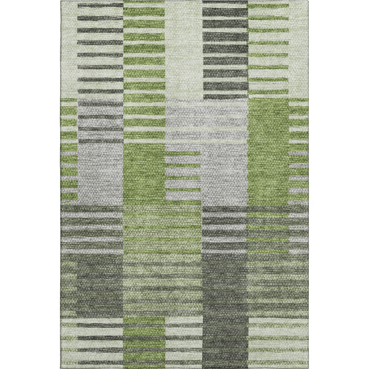 Premium Machine Washable Prisco Green Rug