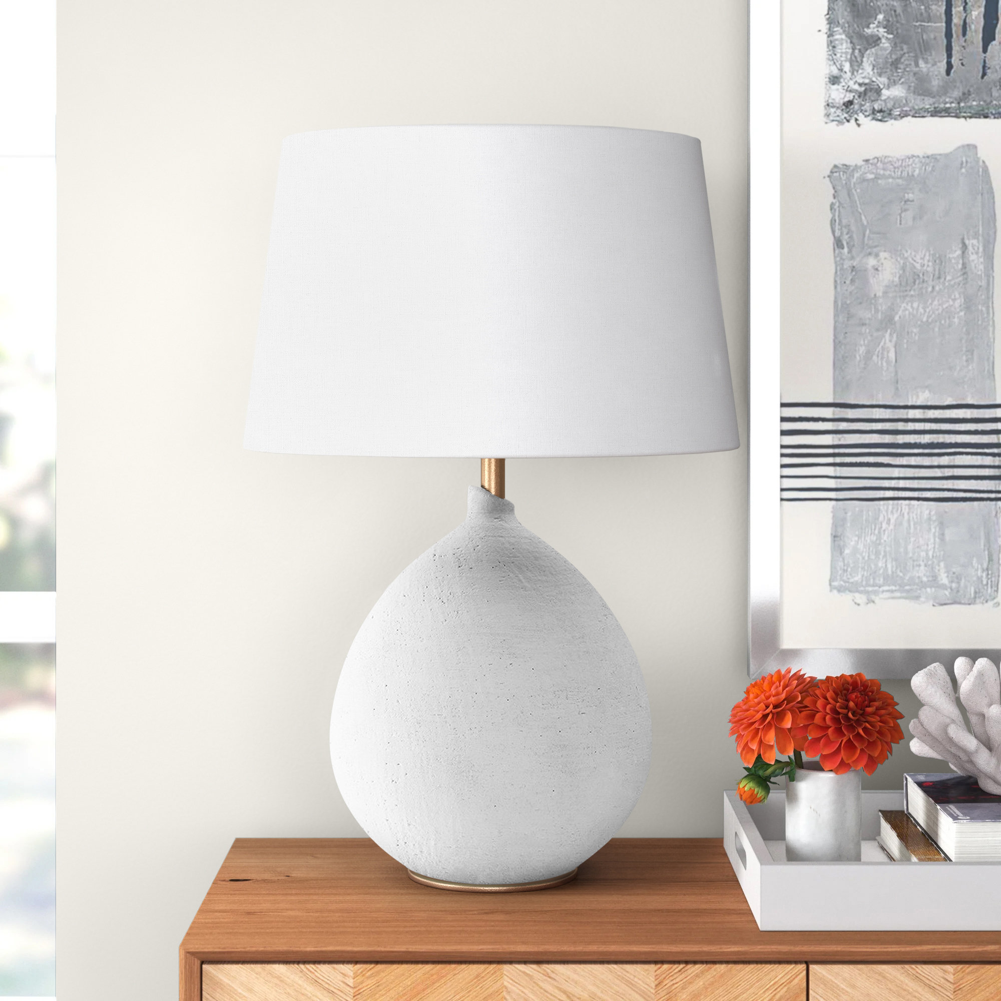 Mellina Ceramic Table Lamp, White