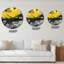 Jaune jaune, noir et blanc, art liquide, horloge murale moderne-1836721681