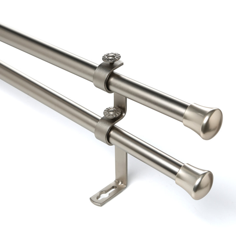Tringle à rideaux double Franke, l 66 à 120 po, Nickel satiné