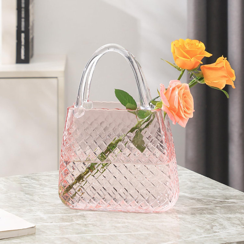 Vase de table en verre Waneda, Rose transparent