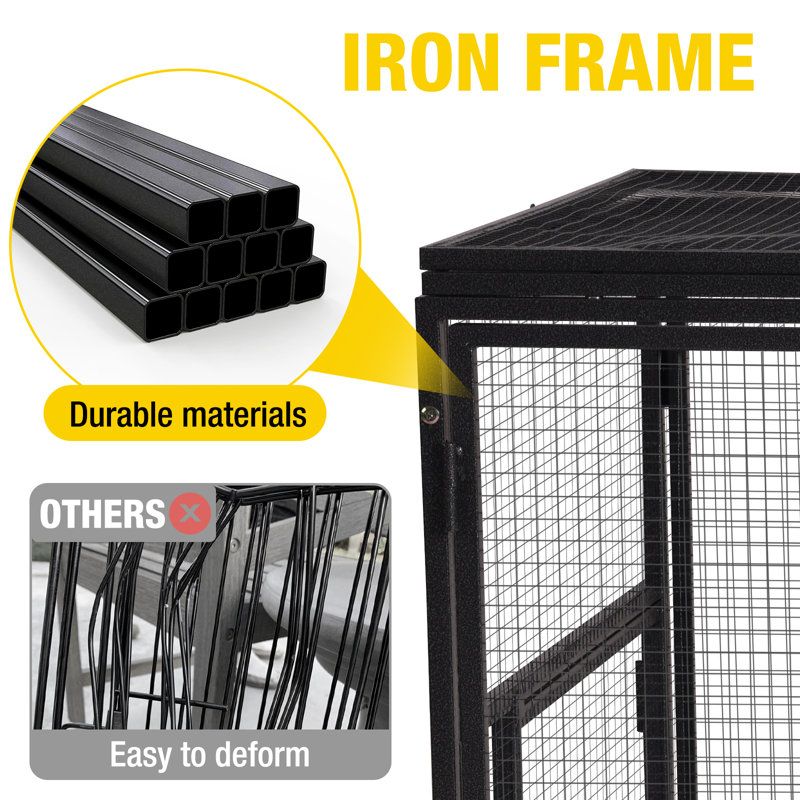71" Chicken Coop Run Extension Metal Frame with Perches, Outdoor Rabbit Run Duck House Enclosure with Detachable Door