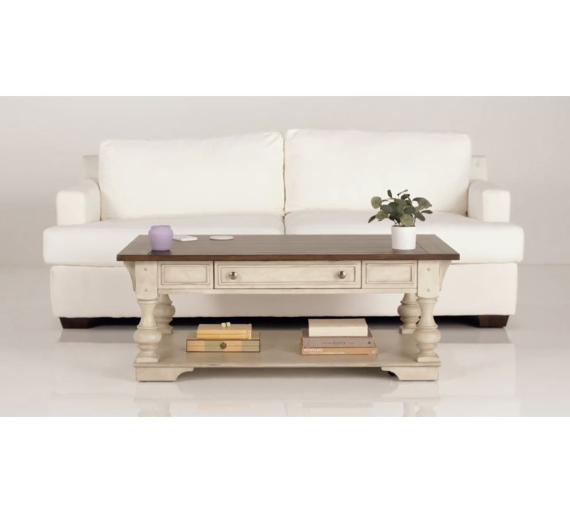 Morgan Creek Antique White Rectangular Coffee Table with Storage