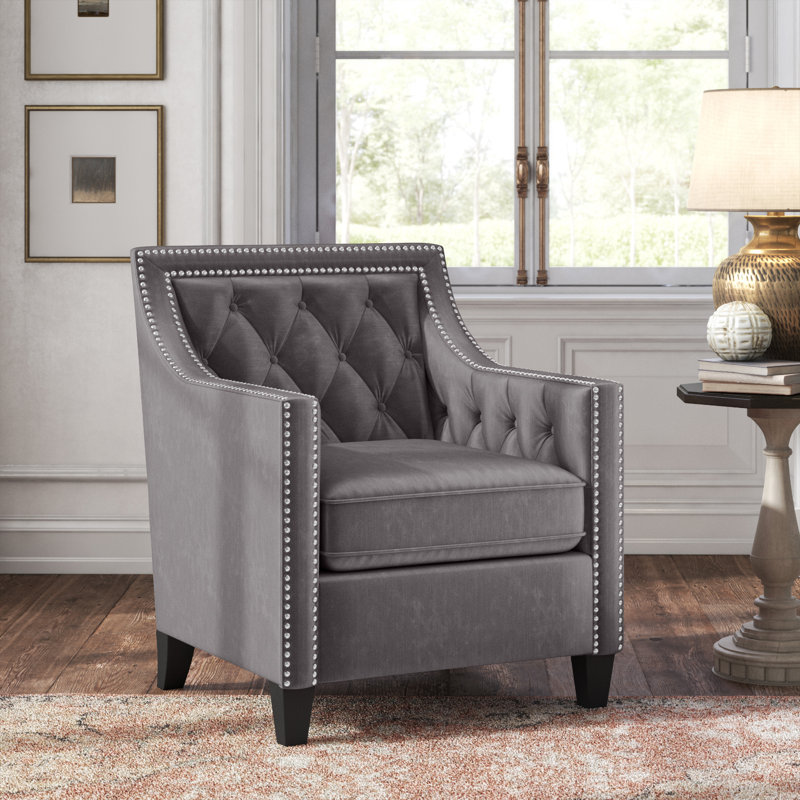 Fauteuil en polyester capitonné de 29 po de largeur Chilukki, Métal industriel