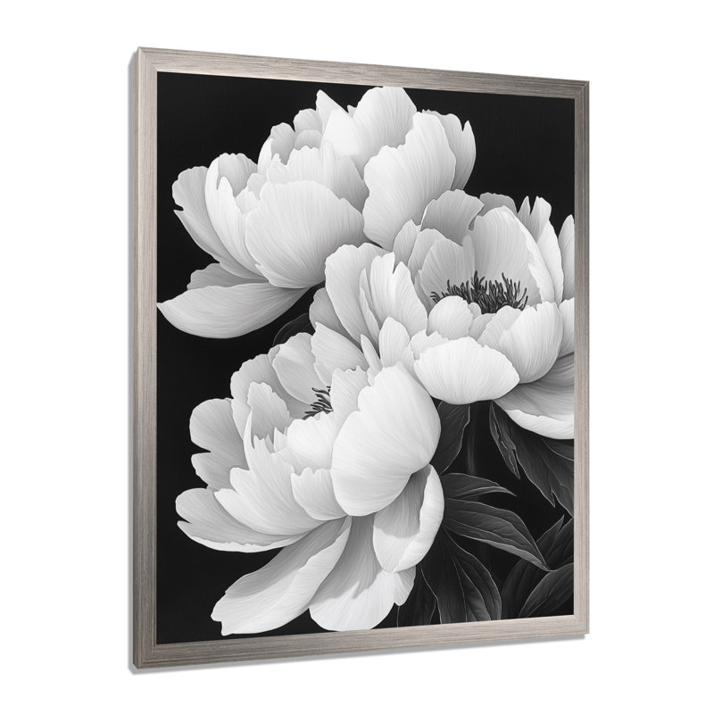 Banwell - salon d'art mural floral, H 32 po x l 16 po, Reproduction encadrée d'une seule photo, Argent argent