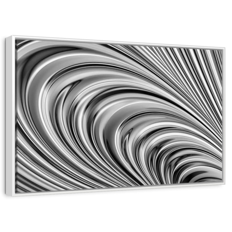 Vague en métal, Cadre flottant blanc, 40 po x 27 po