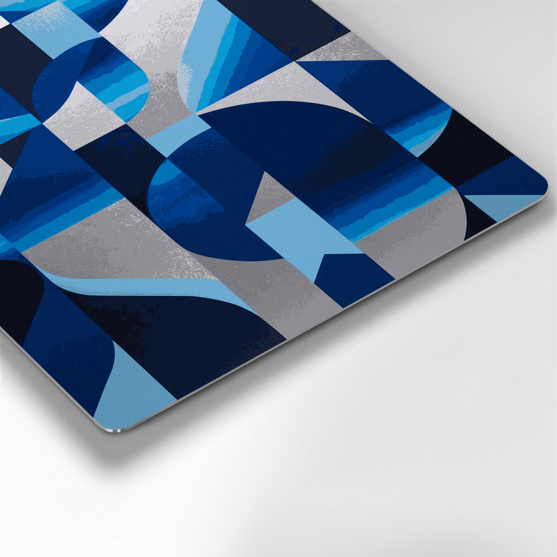 Abstract Shapes 13 Blue Metal Wall Art, 24" H x 36" W