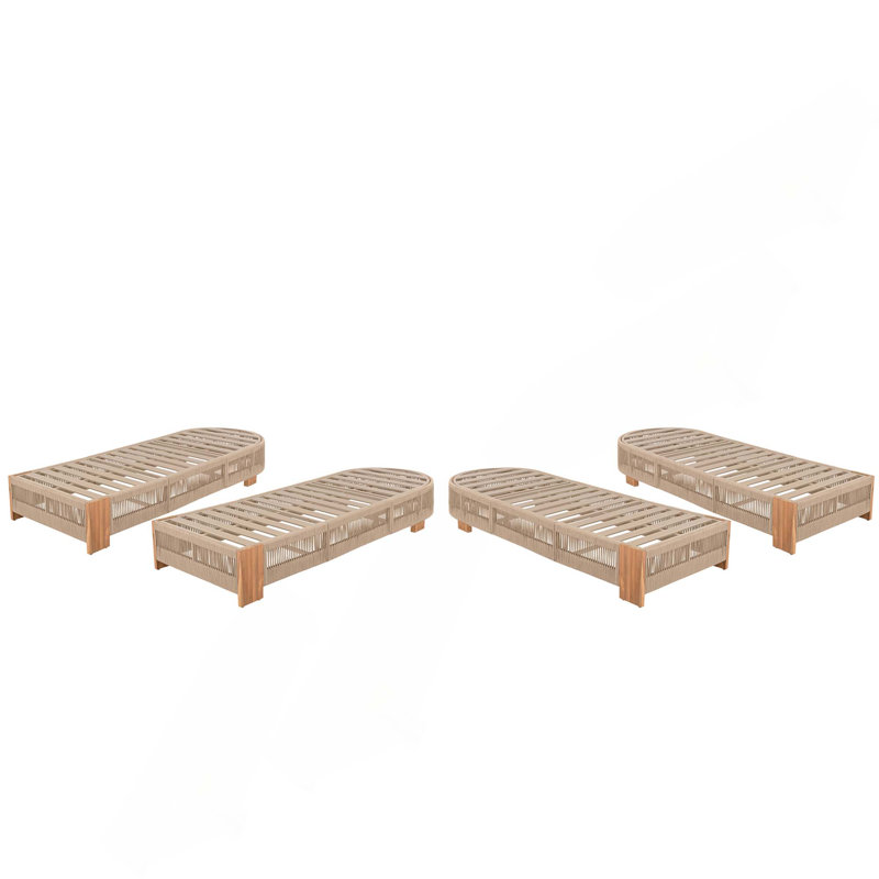 1PC Outdoor Acacia Wood Patio Adjustable Lounge Chair For Backyard, Pool, Garden(Without Cushions), 1, Teak/Beige