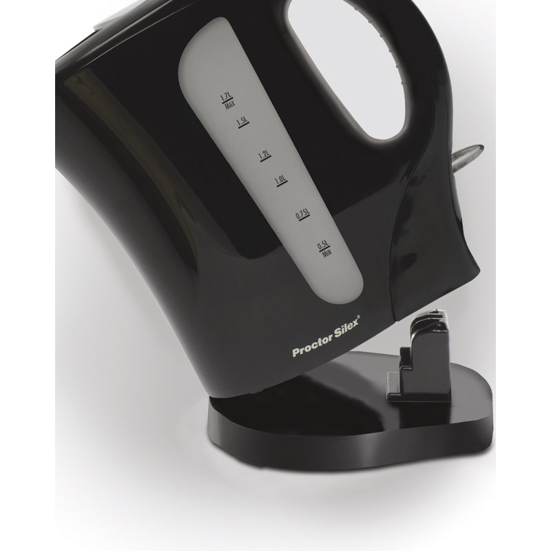 Proctor Silex 1.7L Black Cordless Plastic Electric Tea Kettle