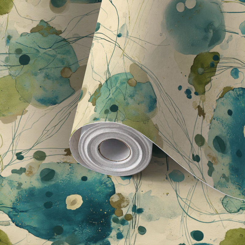 Papier peint adhésif peler et coller en PVC, revêtement mural auto-adhésif amovible avec aquarelle abstraite moderne, impression de décoration murale, imperméable pour la décoration intérieure - rouleau