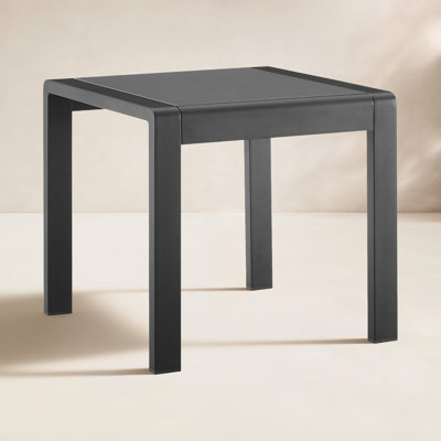 Karah Square Outdoor Aluminum and Tempered Glass Side Table