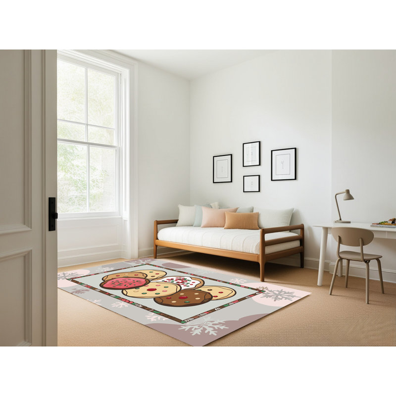 Tapis de vacances The Holiday Aisle® Cookies, Rectangulaire 2 pi x 3 pi