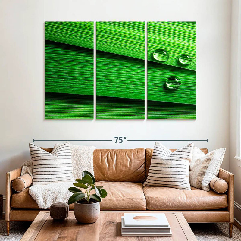 Harnek Droplets On Leaf, 42" H x 65" W