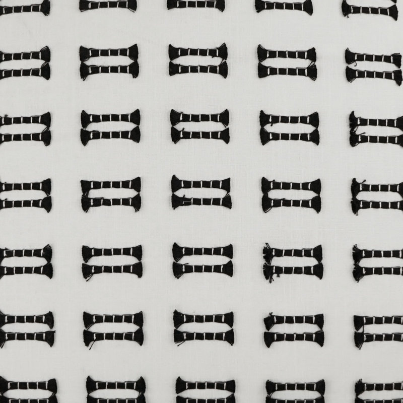 Coussin décoratif à pampilles, Noir / blanc, Carré 20 po