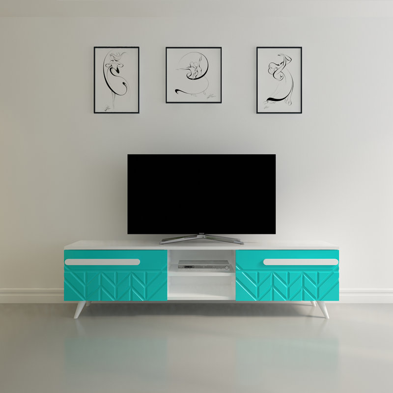 Buker Unfinished TV Stand for TVs up to 55", Turquoise