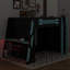 Lit mezzanine double en bois avec bureau, tablettes multiples et lumière RVB-667258259