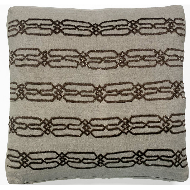 Linked Embroidered Linen Throw Pillow