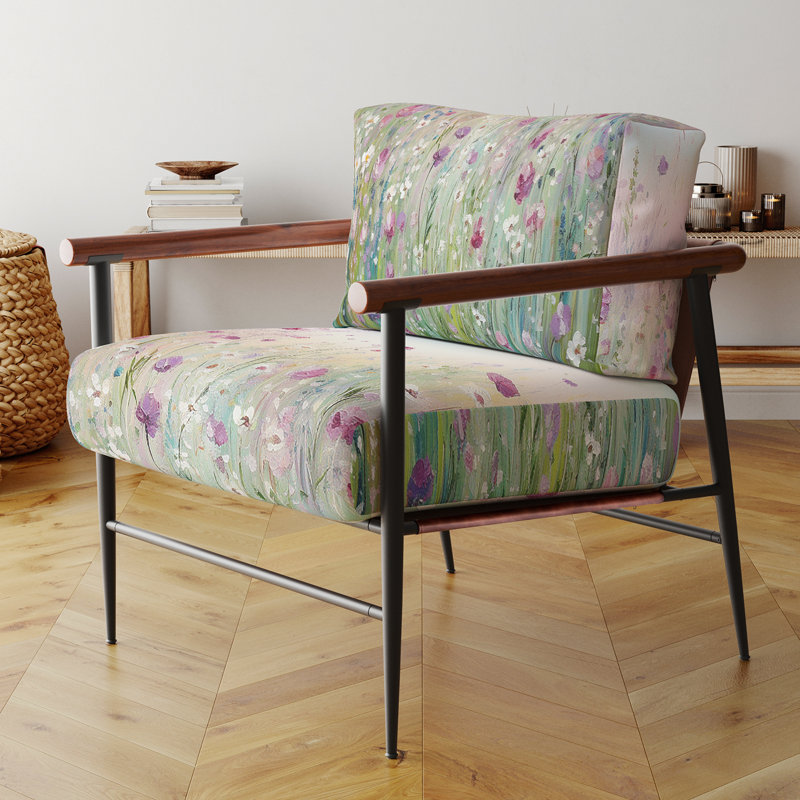 Fauteuil d'appoint rembourré Wild Flowers Meadows, Noir