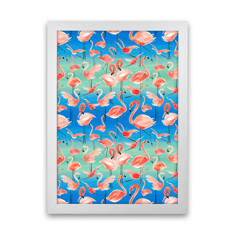 Flamingo Pink - Print, 63cm H x 46cm W x 3cm D, White Framed
