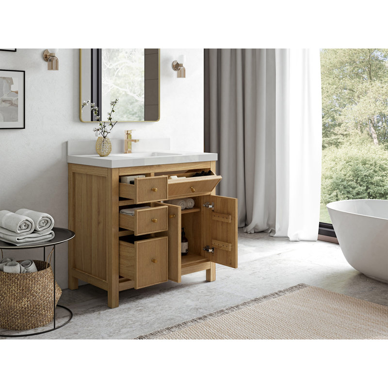 Ensemble de meuble-lavabo simple 36 po Sonoma, Marbre de Carrare