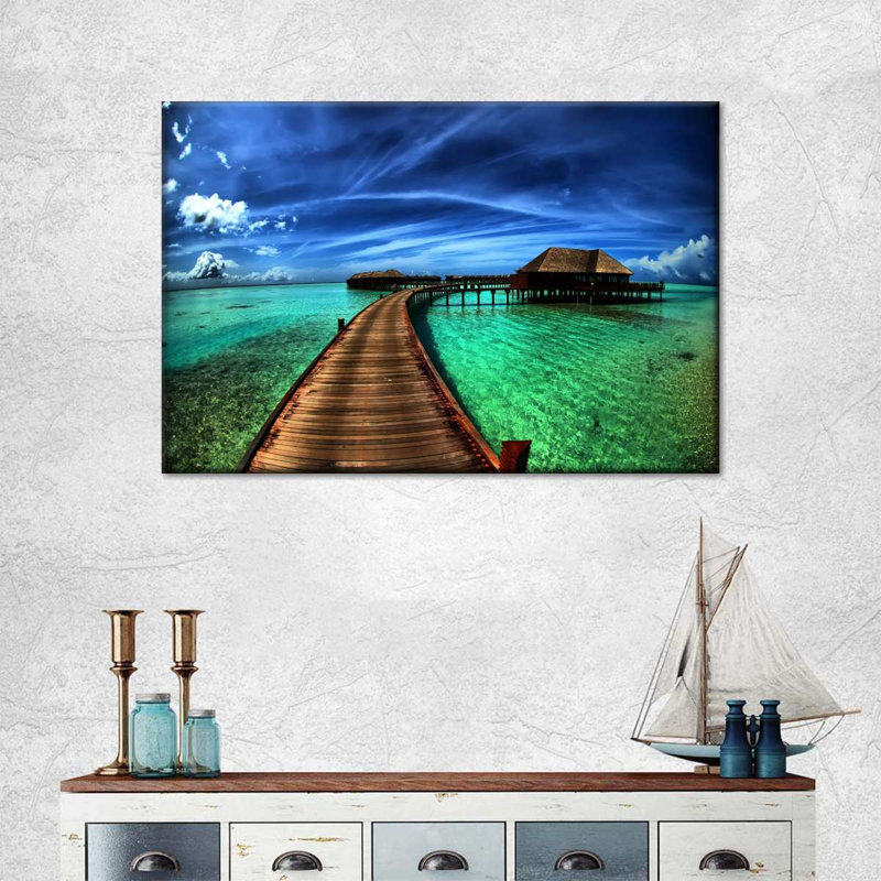 Impression sur toile Maldives Bungalow Dock, L 26 po x H 39 po