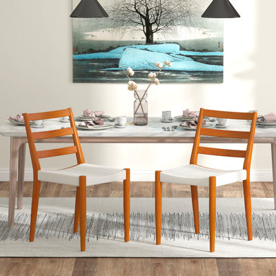 Omaar 18.9" Width Classic Soft Linen Upholstery Dining Chair With Wooden Leg