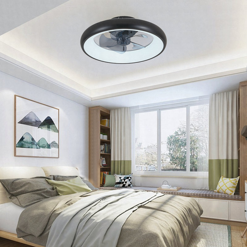 Ventilateur de plafond à DEL noir de 20 pouces - Température de couleur à intensité variable et réglable, application et télécommande, ventilateur de plafond intelligent moderne pour le salon, la chambre à coucher et la salle à manger