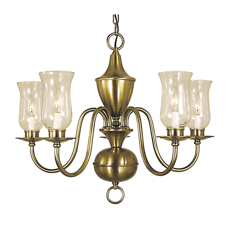 Lustre classique/traditionnel ombré 5 lumières Jovan, Laiton antique