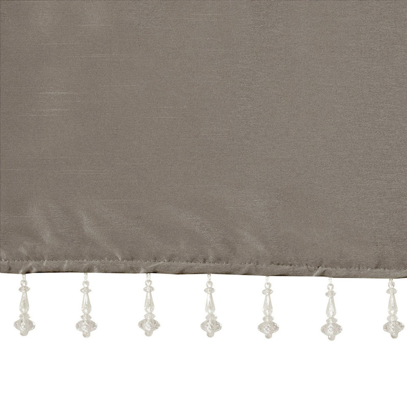 Karlita Lightweight Faux Silk Single Valance with Beads, Pewter