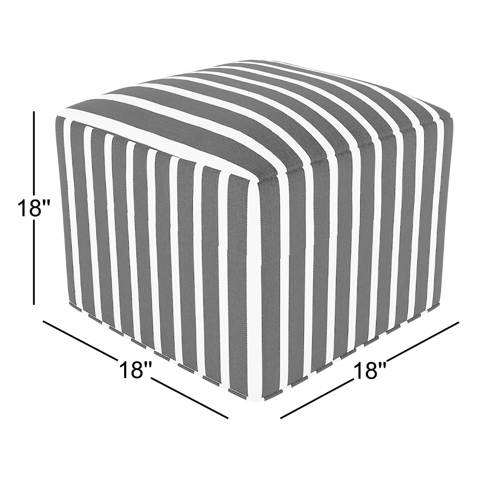 Eliana  Upholstered 18" Ottoman, Sunbrella Shore Classic, 18"H x 18"W x 18"D