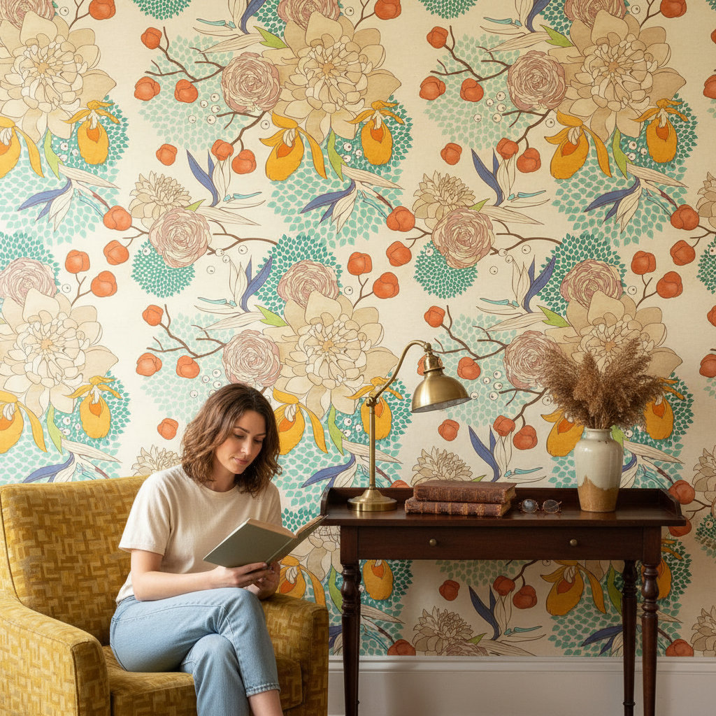 Lark Manor Floral Wallpaper Vintage Bohemian Decorative Mural - Wayfair ...