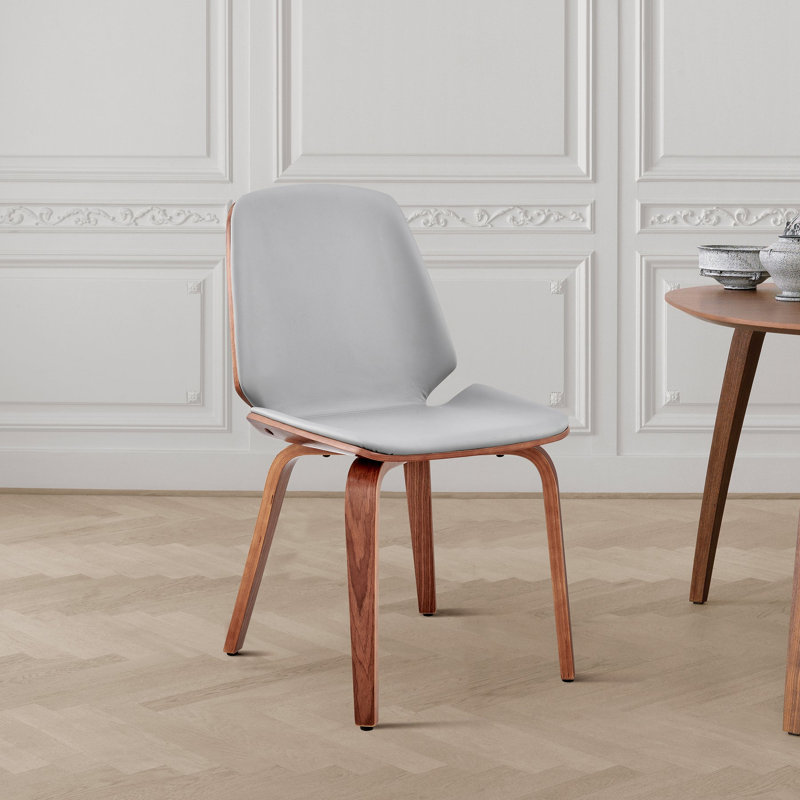 Chaise de salle à manger en similicuir Rohail avec siège légèrement incurvé, 4, Beige, Brun