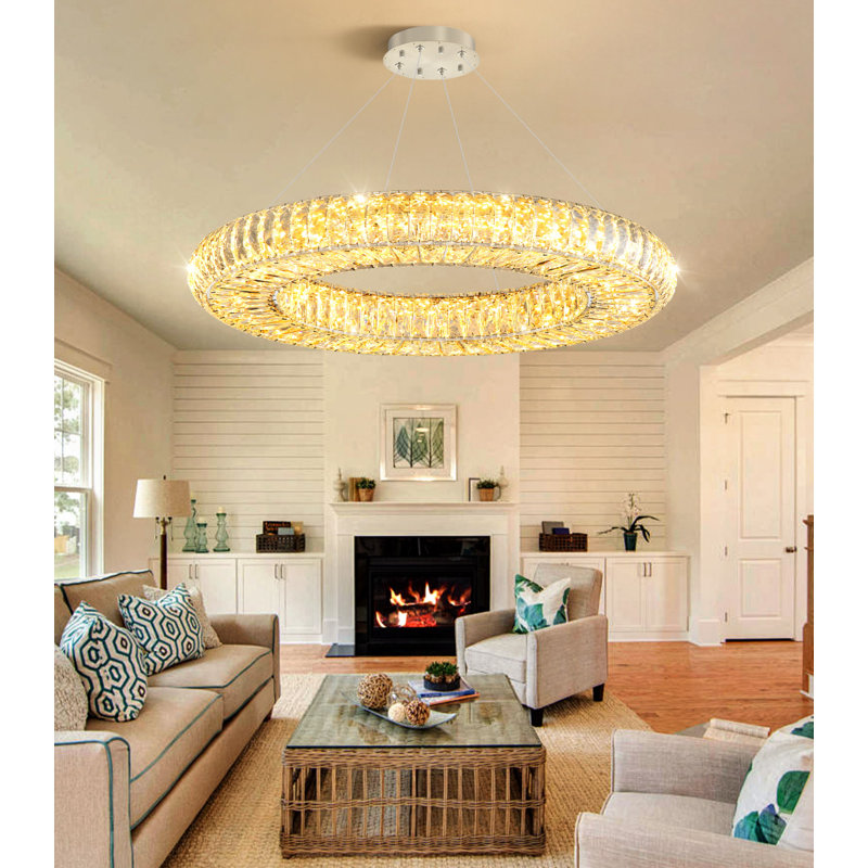 Lustre moderne en cristal 23,6 po, Silver
