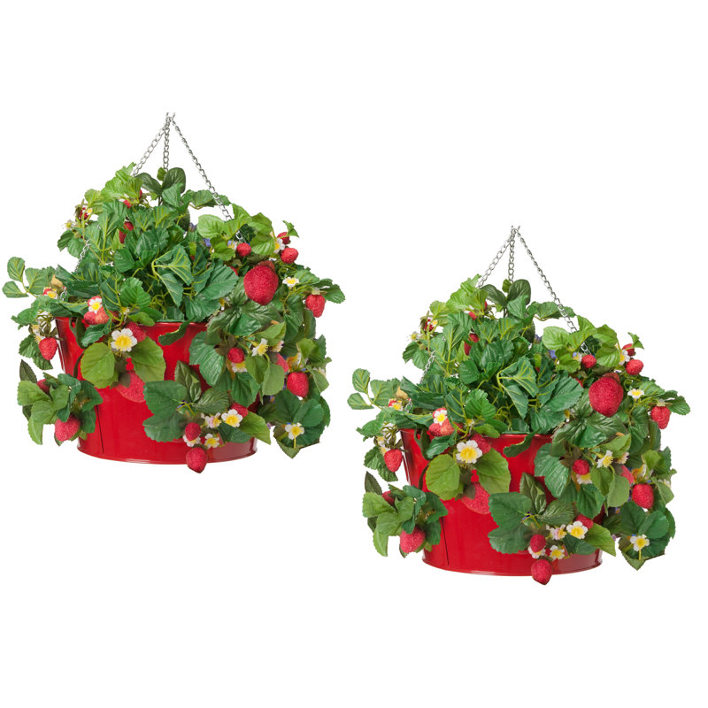 Pot à fleurs suspendu en métal Christiann, Rouge, 2