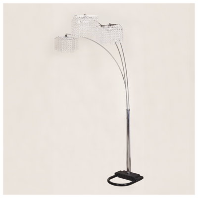 Modern Silver Multi-Head Arc Floor Lamp with Rain Drop Design, 87 Inch Tall Metal Standing Light for Living Room