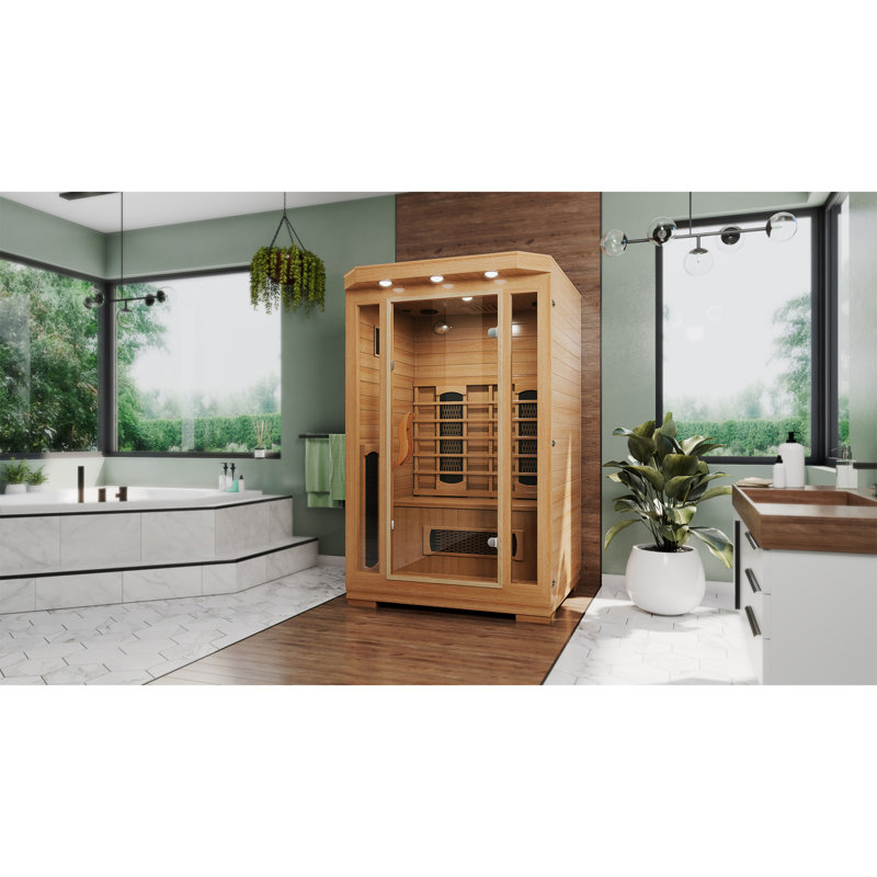 DreamLine Everyday Spa 1-2 Person Capacity 47 x 47 Indoor Sauna, Hemlock