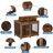 Anti-Bite Dog Crate Cage Furniture Sliding Barn Door, Dog Kennel End Table W/ Wheels & Flip-Top Plate Dog House Detachable Divider-305809331-305663979